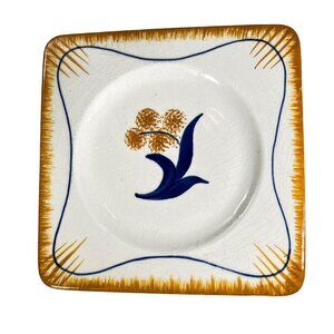 Vtg Porcelain Pin Holder Juan-Les-Pins Hand Painted Square Vanity Tray France